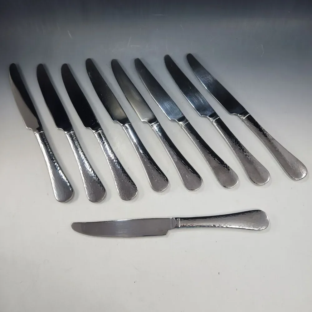 Reed & Barton RIVER Set 4 Knives Hammered Stainless 18/10 Flatware Dinner Knife